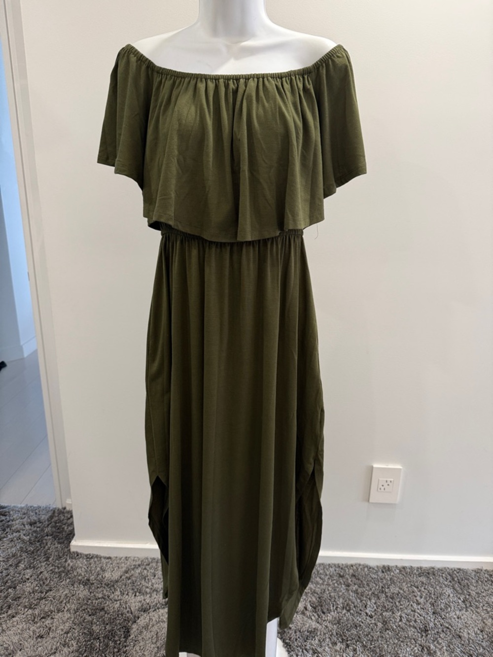 Cupshe Olive Green One-Shoulder Maxi Dress